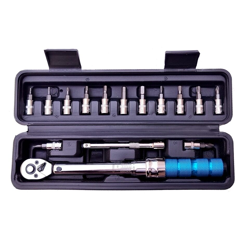 自行车棘轮扭力扳手15件套2-24装工具 维修汽车工具箱 多功能组套