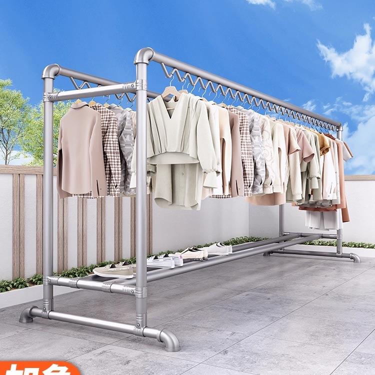 晾衣架落地卧室挂衣架家用室内宿舍衣服凉衣杆加粗阳台简易晒衣架