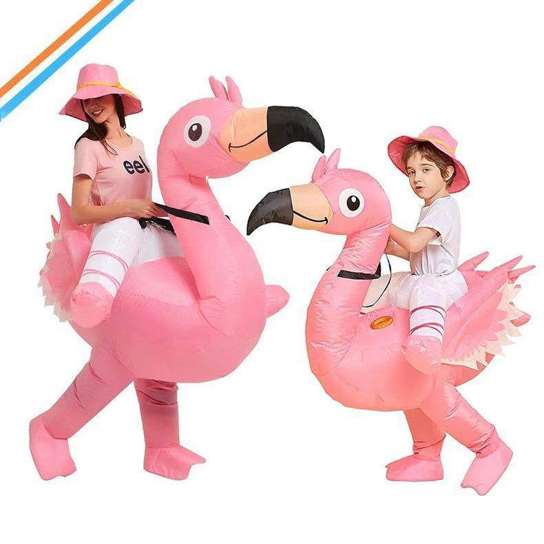 新款粉色火烈鸟充气服鬼抱人万圣节骑行搞怪装扮表演坐骑服装