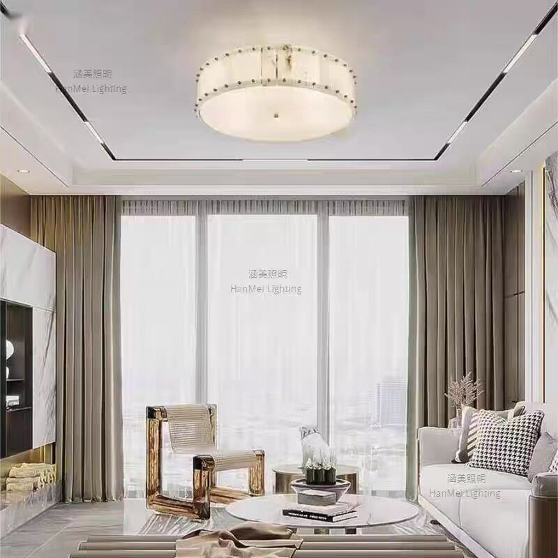 现代风云石客厅吸顶灯主灯轻奢全铜餐厅卧室大厅装饰灯具
