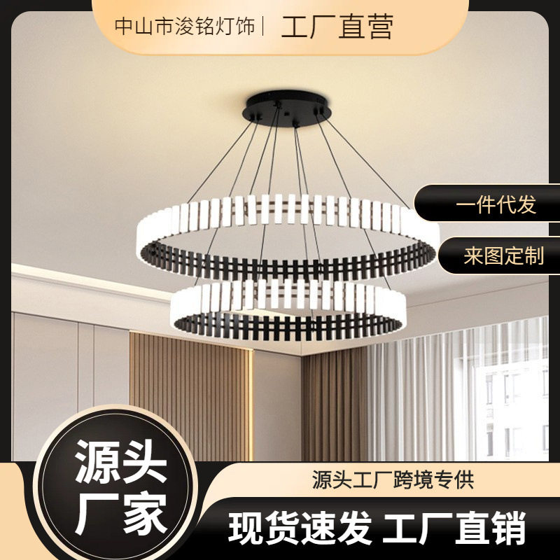 中山灯具钢琴吊灯现代简约大气圆形灯具创意设计师别墅楼客厅吊灯