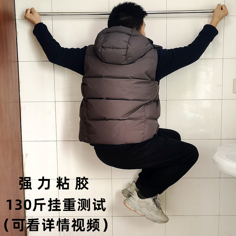 不锈钢单杆毛巾架黑色毛巾杆置物卫生间浴巾架加长挂件免新款