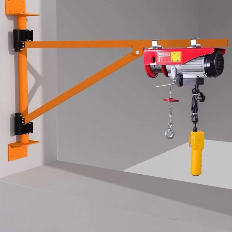 家用墙壁小型吊机装修墙壁电动葫芦220提升机立柱旋转升降支架