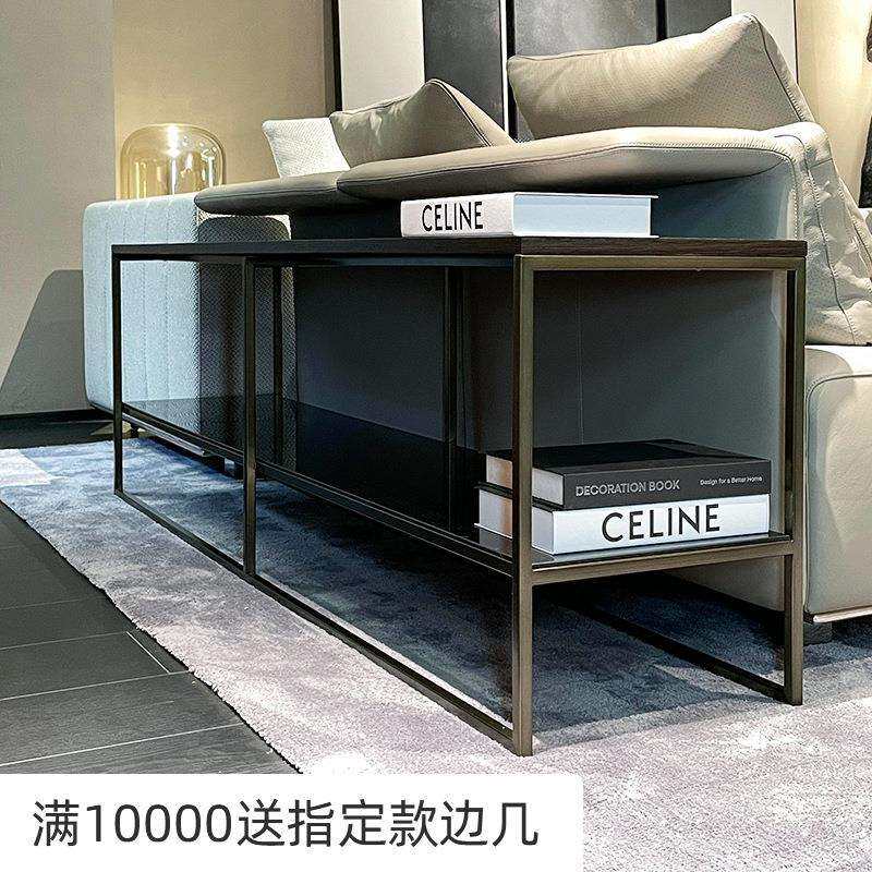 2023新款沙发边几小户型客厅电视柜不锈钢玻璃边柜意式极简储物柜