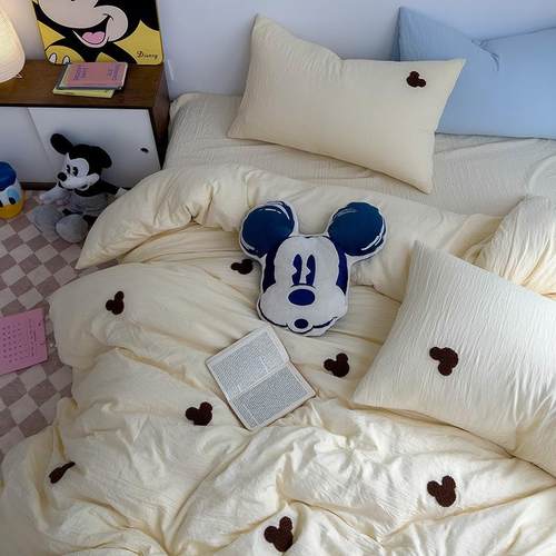 新款超柔水洗棉卡通毛巾绣四件套学生宿舍三件套床单被套枕套爆款