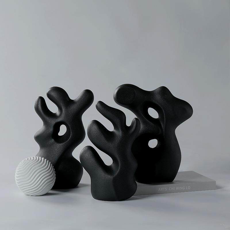 现代简约创意花插摆件桌面玄关装饰假花陶瓷瓶外贸新款个性家居