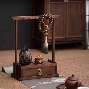 胡桃木笔架毛笔挂实木展示架文房四宝文玩收纳盒置物架新中式摆件