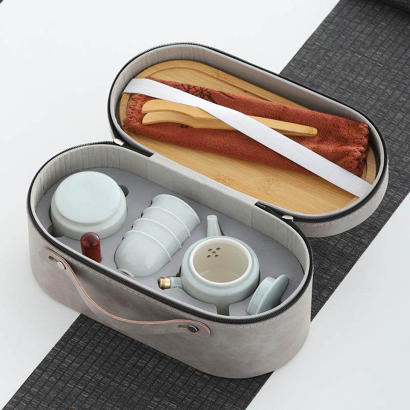 旅行包茶具套装便携式户外露营泡茶一壶四杯带茶盘企业送礼精品