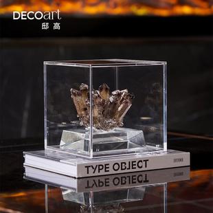 邸高家居绿黑色天然水晶石摆件中式云石假山客厅茶几桌面造景布置