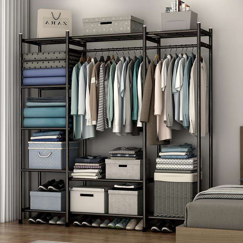 开放式衣柜简易衣帽架式晾衣架落地折叠大容量室内收纳挂衣架子