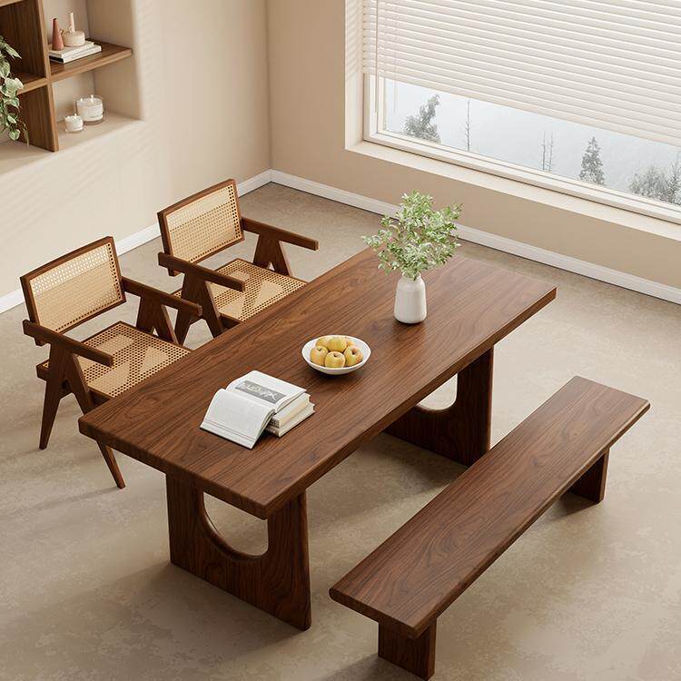 中古风白蜡木餐桌椅组合法式实木吃饭桌长桌家用小户型原木泡tω