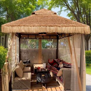 茅草屋户外凉亭茅草凉亭茅草帐篷户外遮阳防雨棚餐饮农家乐毛草棚