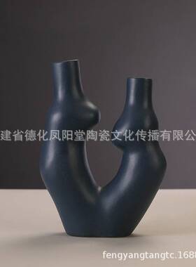 北欧ins人体艺术陶瓷花瓶摆件创意工艺品色釉干花插家居跨境爆款