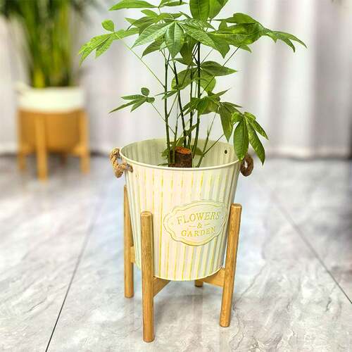 北欧花盆落地花架阳台花园装饰 大容量绿植套盆植物花盆 编织篮子