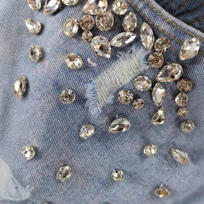 Heavy Industry Diamond Ripped Jeans Shorts Women's Fashionab