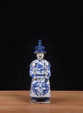 仿古陶瓷清代皇帝人物雕塑瓷器摆件康熙雍正乾隆清三代中国风礼品