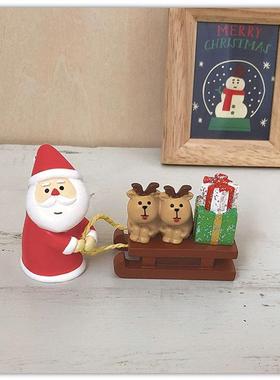 创意中秋节装饰桥礼品驯鹿雪橇礼盒圣诞DIY微缩场景拍摄INS小摆件