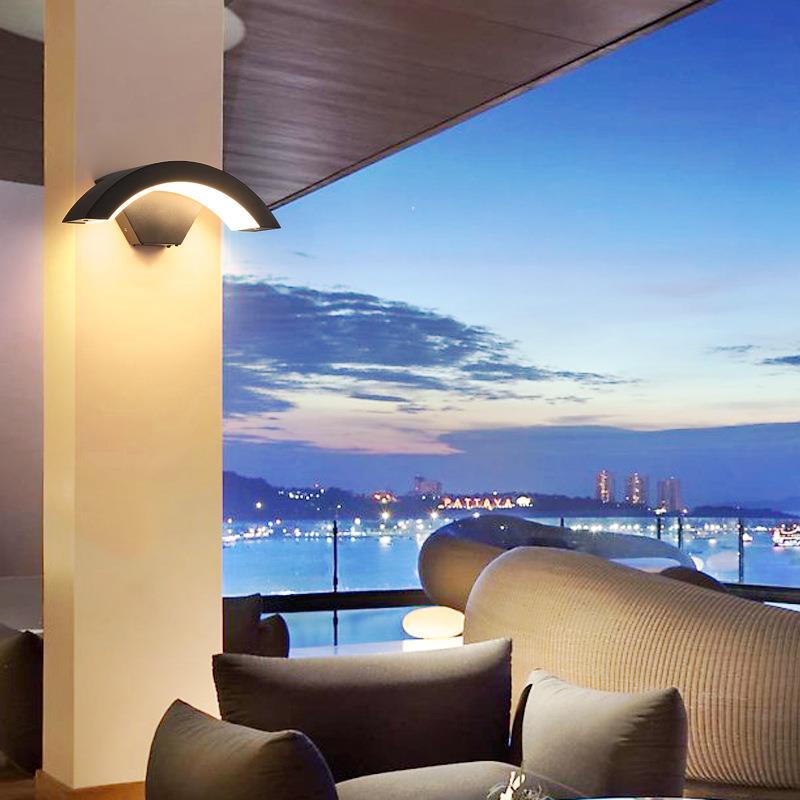 壁灯楼梯灯户外洗墙灯防水现代简约别墅门口人体感应室外背景墙灯