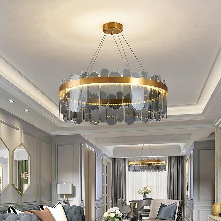 客厅吊灯轻奢水晶玻璃圆形后现代简约2022年新款大气餐厅卧室灯具
