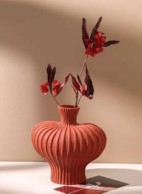 花瓶摆件客厅桌面轻奢高级感侘寂风陶瓷插花干花复古装饰品