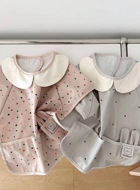 JulyMoly宝宝防水罩衣围嘴婴儿饭兜吃饭反穿衣儿童幼儿园短袖罩衣