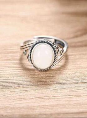 银宫廷古法青金石戒指蓝色高级光面青金石指戒男女士饰品复古