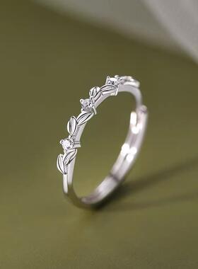 镀银麦穗戒指轻奢高级感女开口戒素圈小众设计食指戒