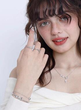 甜心公主蝴蝶结对戒女小众轻奢锆石指环时尚小清新送闺蜜食指戒