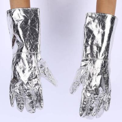 高温炉炼钢铝箔耐高温手套五指炉前作业防火劳保手套铝箔隔热手套