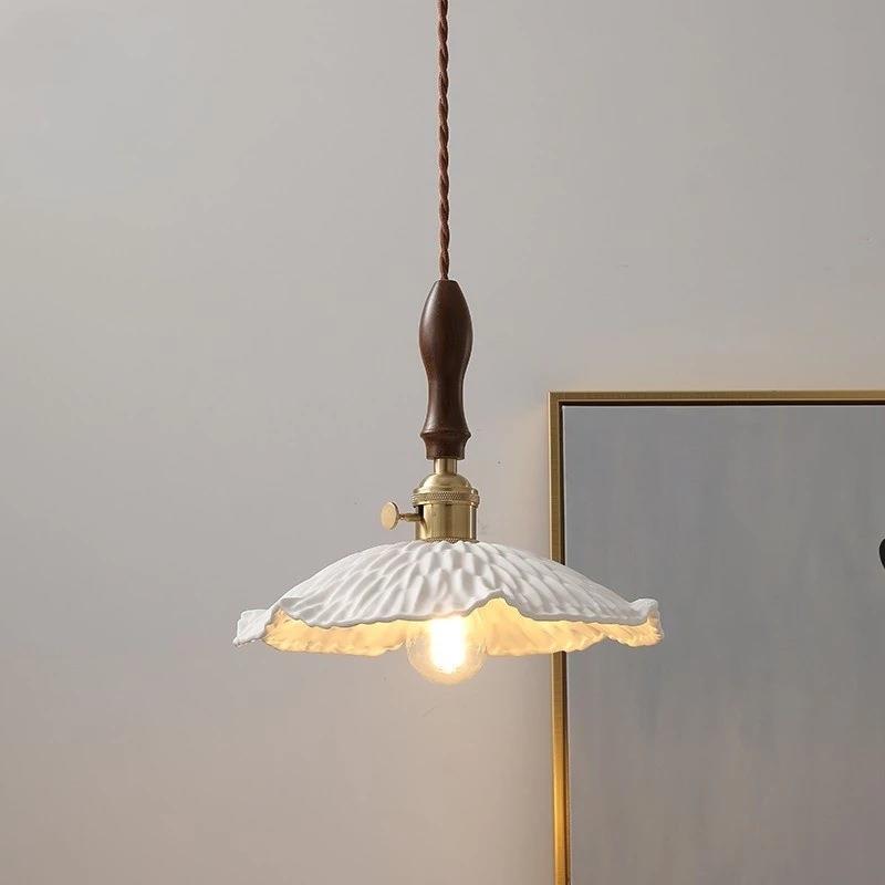 书房卧室小吊灯日式胡桃木复古黄铜玻璃吊灯吧台餐厅床头橱窗玄关