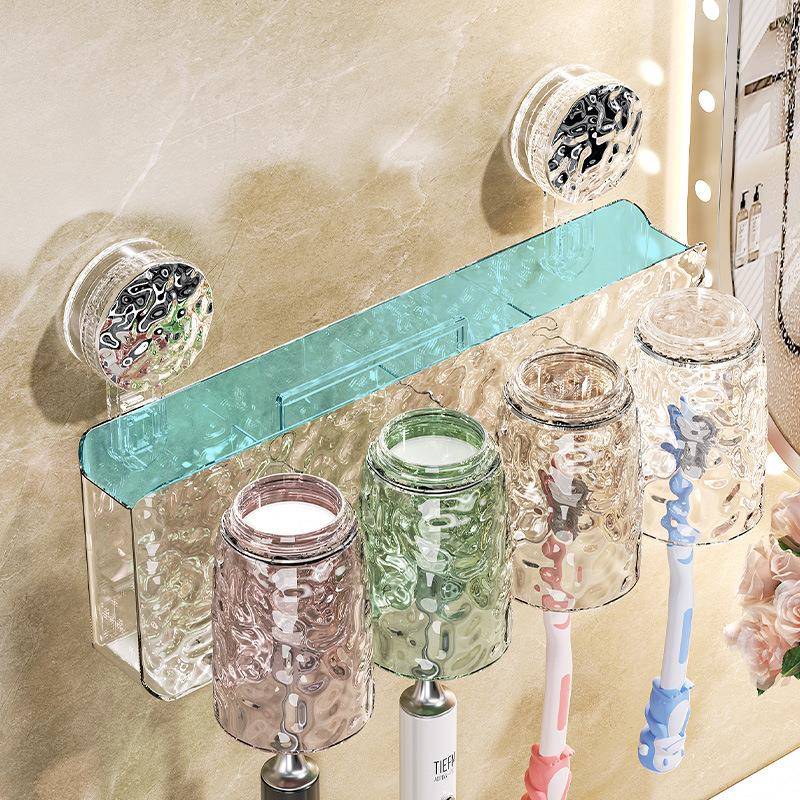 壁挂牙刷架卫生间牙具置物架免打孔挂墙吸盘漱口杯架套装收纳架子