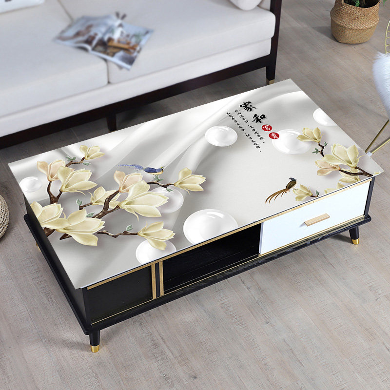 免洗防水PVC水晶板餐桌茶几电视柜防尘盖垫软玻璃民族风办公桌垫