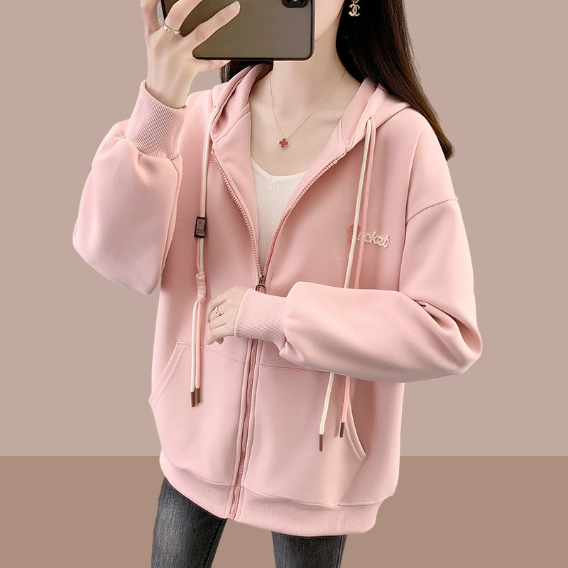 春装连帽拉链卫衣开衫外套女春秋季2024新款爆款百搭宽松减龄上衣