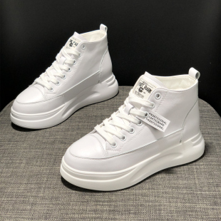 内增高厚底加绒运动女鞋 秋季 冬季 爆款 真皮高帮鞋 小白鞋 女2021新款