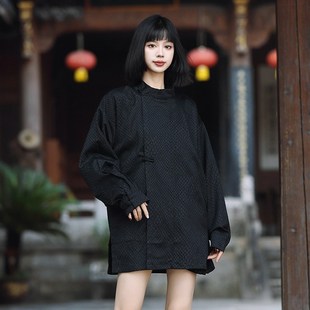 潮男女情侣装 春秋季 异服开衫 奇装 蟒纹提花上衣不对称汉服立领唐装