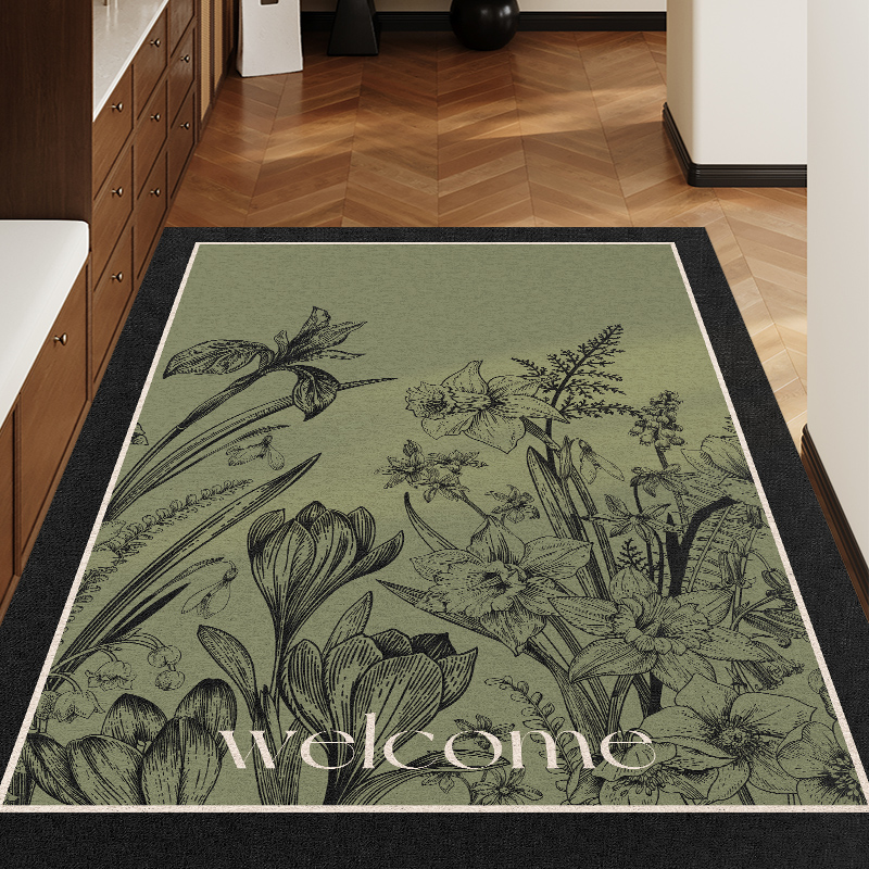 丝圈入户门地垫法式复古门外脚垫除尘耐脏门口地毯进门家用可裁剪