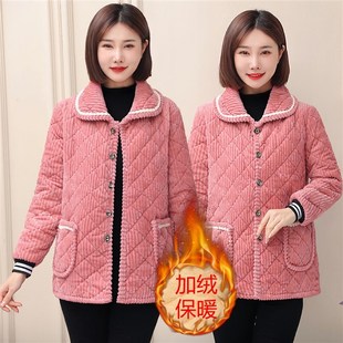 矮个子短款罩衣加绒加厚冬天保暖女士家用厨房工作服时尚围裙外套