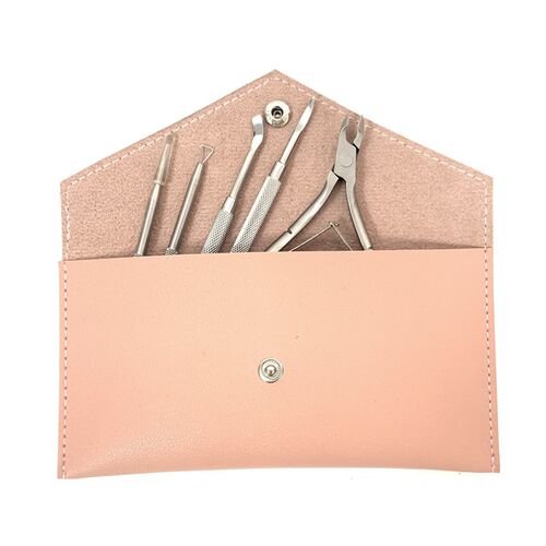 美甲工具六件套 修理到刺死皮刀 含皮套可印logo 不锈钢死皮剪