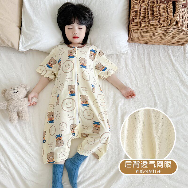 睡袋婴儿夏季薄款宝宝睡觉护肚子神器夏天防踢被儿童夏款连体睡衣
