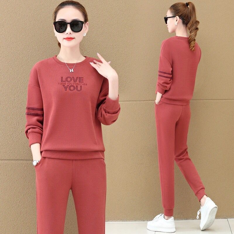 睡衣女春秋季2024新款胖mm大码宽松家居服套装长袖休Y闲运动两件