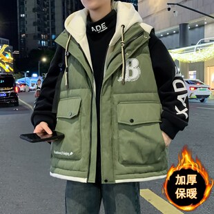 秋冬季羽绒棉马甲男孩13初中学生背心马夹15岁青少年大童加厚外套