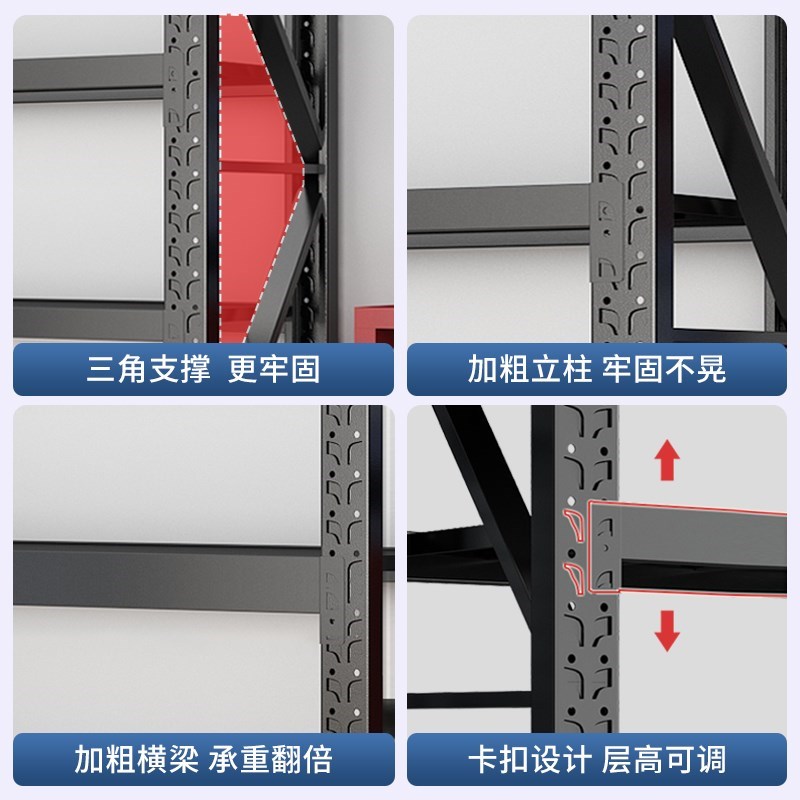 仓储重型货架仓库多层置物u架超市车库快递家用储物间货物架收纳