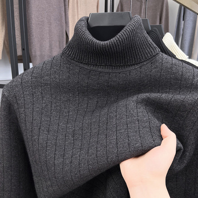 加绒加厚700克仿貂毛绒一体男士毛衣新款高领保暖休闲百搭打底衫