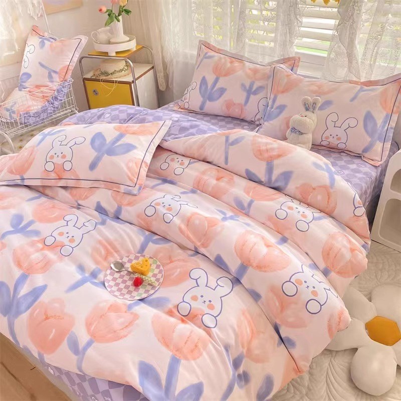 加厚纯棉磨毛四件套床上用品床笠100全棉春秋床单人被套罩三4件套