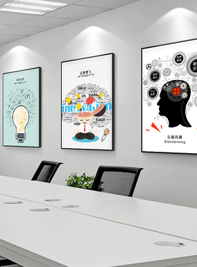 电商互联网企业现代装饰挂画公司办公室文化励志创意背景墙面壁画