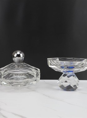 北欧简约轻奢水晶糖果果盘摆件样板房居家客厅桌面茶几工艺装饰品