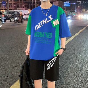 新款 套装 短袖 士半袖 t恤男孩初中学生国潮帅气大童男装 青少年夏季