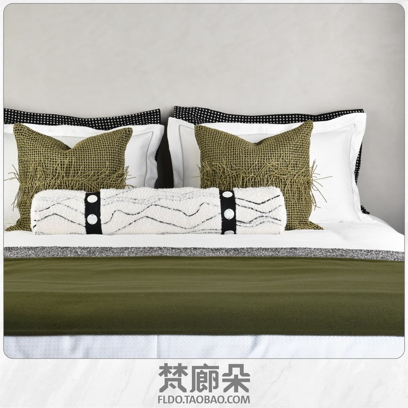 梵廊朵11件套床品现代轻奢绿色套件简约样板房P家居软装床上用品