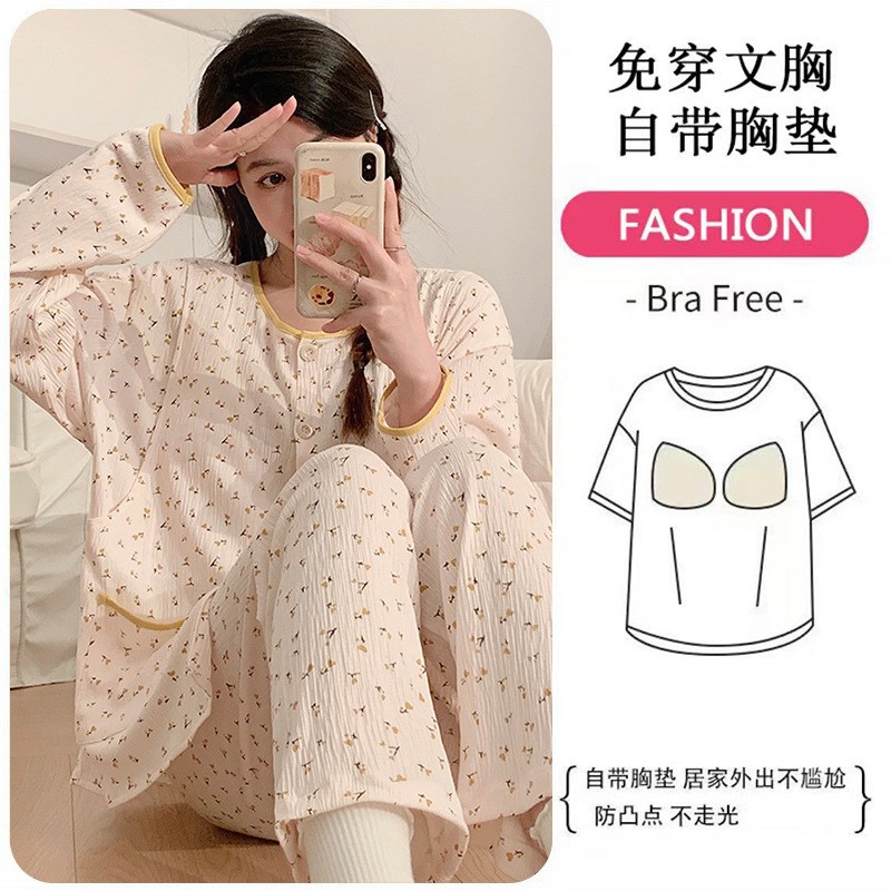 孕妇睡衣春秋季薄款月子r服春秋纯棉吸汗产后夏季怀哺乳期喂奶衣