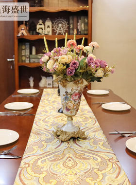欧式实木长方形餐桌n椅组合大理石岩板美式饭桌家用宴会餐台攴桌